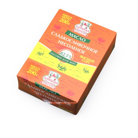 Масло несоленое сладкосливочное 82,5% 200 г