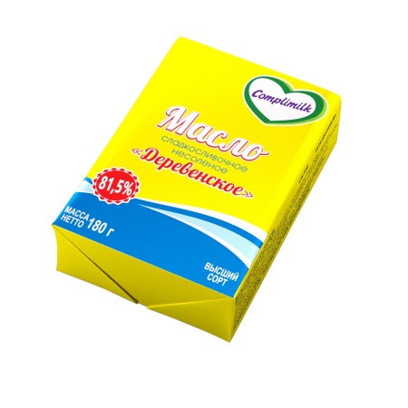 Масло сладкосливочное несоленое «Деревенское» 81,5% 180 г