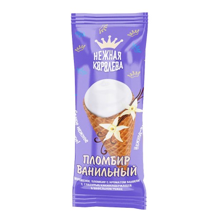 Мороженое пломбир с ароматом ванили с глазурью какаосодержащей в вафельном рожке 14% 70 г