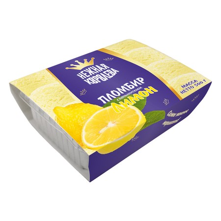 Мороженое пломбир с наполнителем с ароматом лимона 12% 500 г